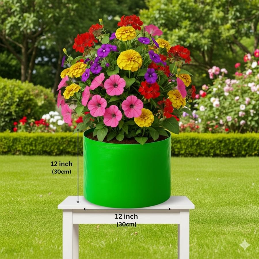 1 HDPE 12×12 Inch Round Grow Bag | 260 GSM UV-Stabilized Green Vegetables & Plants Bags - Image 1